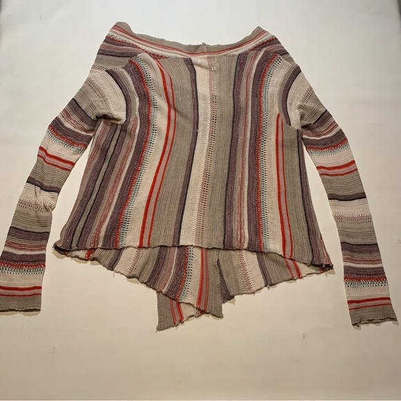 Elan Women's Open Front Cardigan Knit Asymetrical striped Cotton Multicolor - Picture 8 of 8